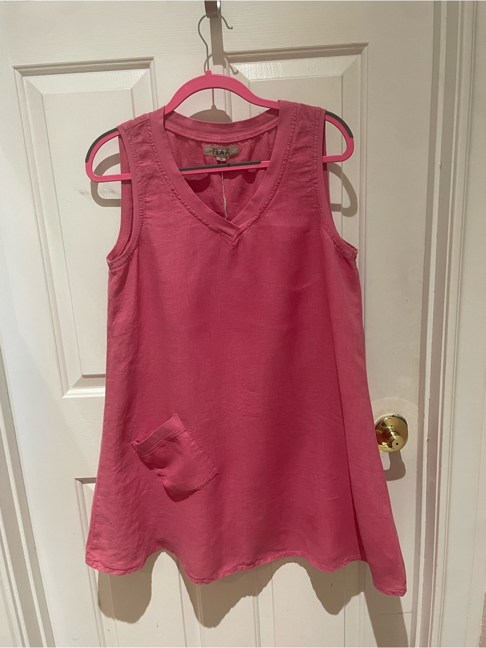 Flax Vibrant Pink Linen V-Neck Tunic Tank